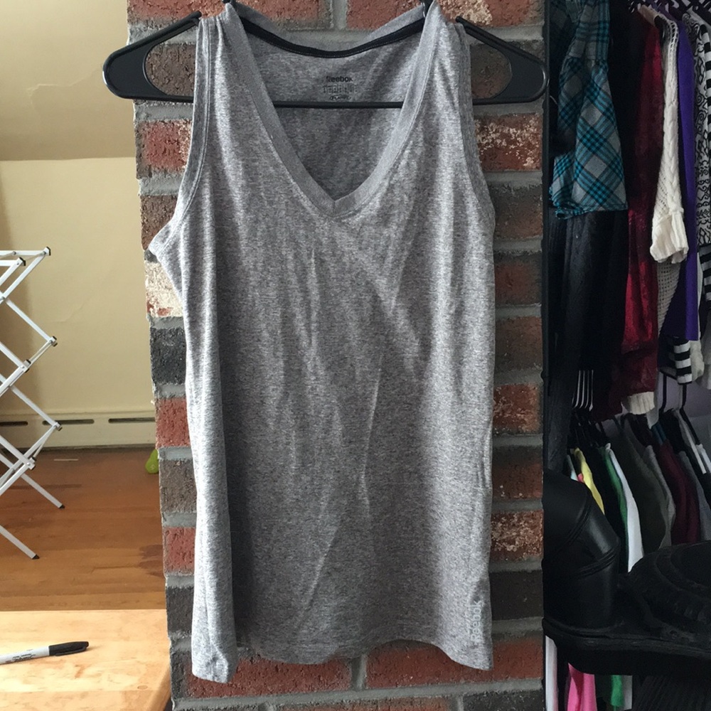 Reebok gray Play Dry V-neck Top